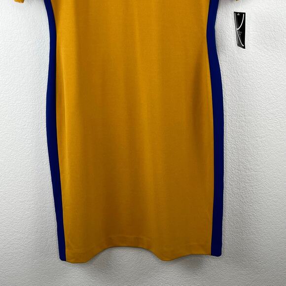 Kasper Short Sleeve Knit Colorblock Sheath Midi Dress Mustard Combo XXL NWT - Picture 8 of 14